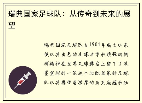 瑞典国家足球队：从传奇到未来的展望