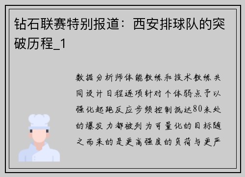 钻石联赛特别报道：西安排球队的突破历程_1